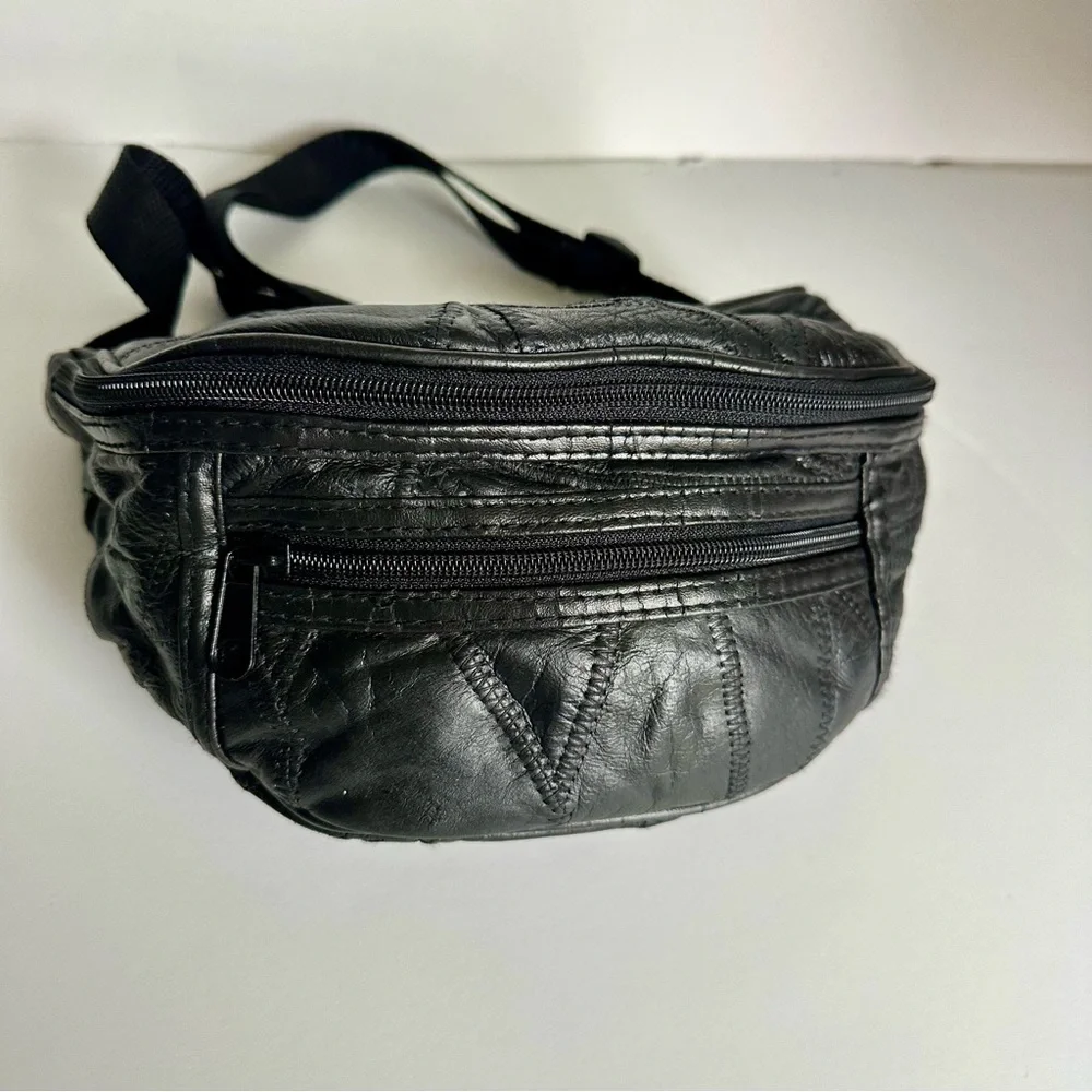 Vtg Leather Fanny Pack Bum Bag! Halloween THE ROCK Adjustable - Picture 9 of 10